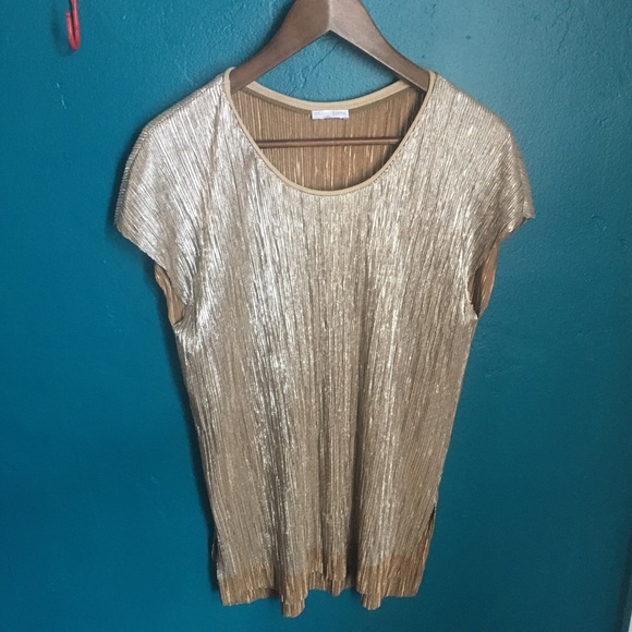 Zara Gold Crinkle Top - Picture 1 of 5